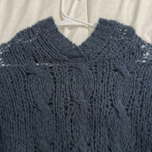 BDG Urban Outfitters Open Knit Wool Sweater Hooded Medium Boho Beachy Coast - Picture 2 of 10